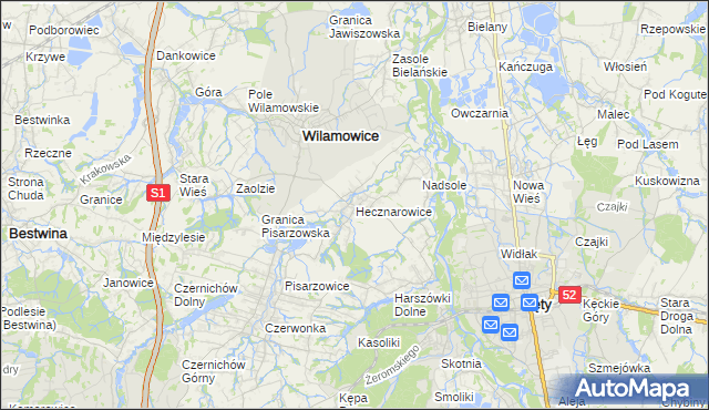 mapa Hecznarowice, Hecznarowice na mapie Targeo
