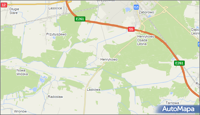 mapa Henrykowo gmina Święciechowa, Henrykowo gmina Święciechowa na mapie Targeo