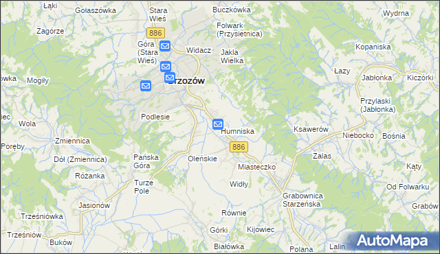 mapa Humniska, Humniska na mapie Targeo