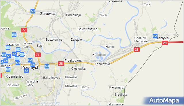 mapa Hureczko, Hureczko na mapie Targeo