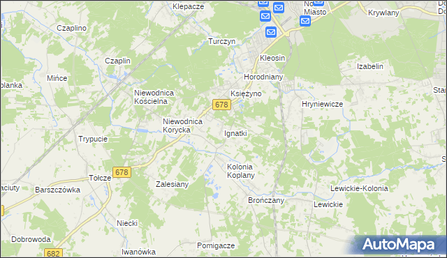 mapa Ignatki gmina Juchnowiec Kościelny, Ignatki gmina Juchnowiec Kościelny na mapie Targeo