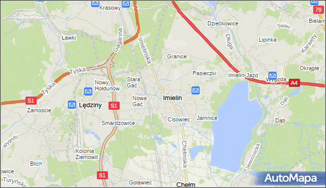 mapa Imielin, Imielin na mapie Targeo