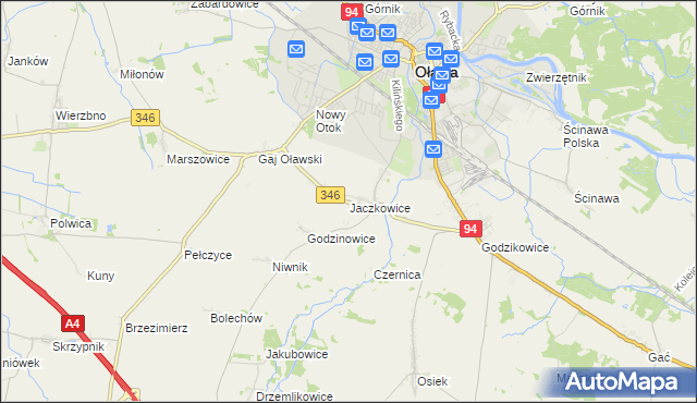 mapa Jaczkowice, Jaczkowice na mapie Targeo
