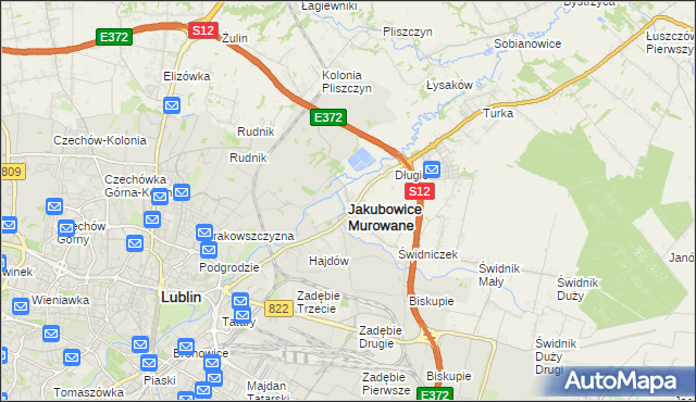 mapa Jakubowice Murowane, Jakubowice Murowane na mapie Targeo