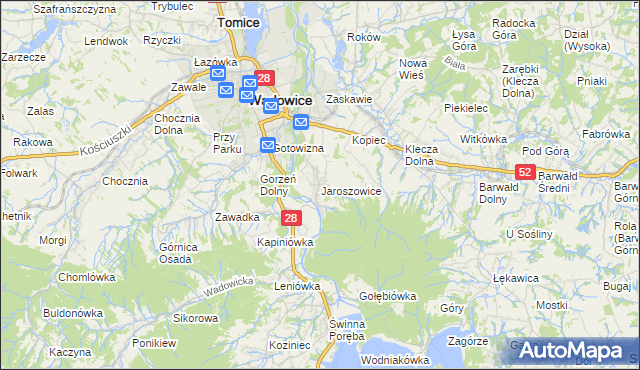 mapa Jaroszowice, Jaroszowice na mapie Targeo