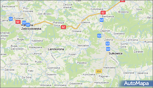 mapa Jastrzębia gmina Lanckorona, Jastrzębia gmina Lanckorona na mapie Targeo