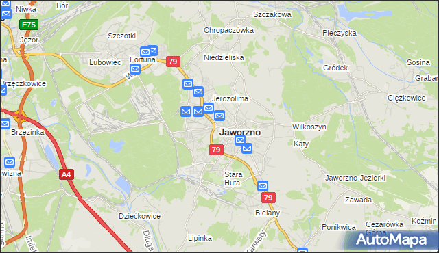mapa Jaworzno, Jaworzno na mapie Targeo