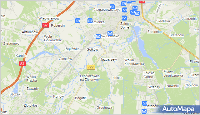 mapa Jazgarzew, Jazgarzew na mapie Targeo