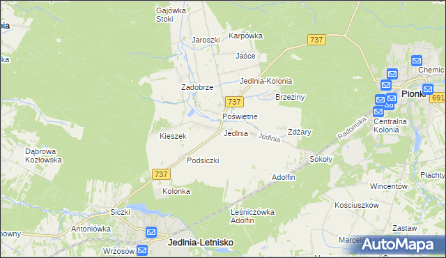 mapa Jedlnia, Jedlnia na mapie Targeo