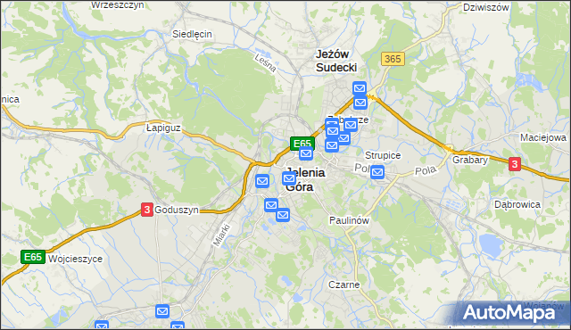 mapa Jelenia Góra, Jelenia Góra na mapie Targeo