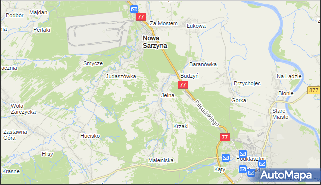 mapa Jelna gmina Nowa Sarzyna, Jelna gmina Nowa Sarzyna na mapie Targeo
