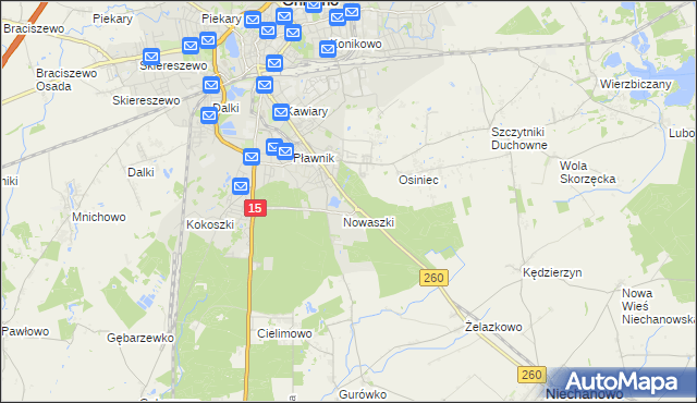mapa Jelonek gmina Niechanowo, Jelonek gmina Niechanowo na mapie Targeo
