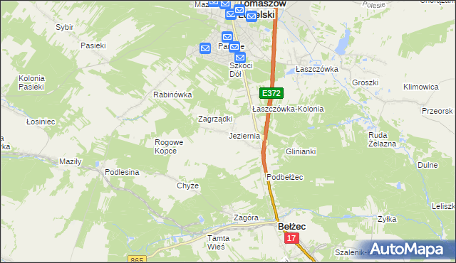 mapa Jeziernia, Jeziernia na mapie Targeo