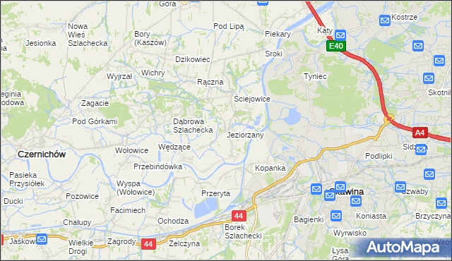mapa Jeziorzany gmina Liszki, Jeziorzany gmina Liszki na mapie Targeo