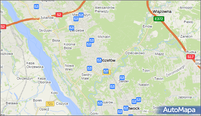 mapa Józefów powiat otwocki, Józefów powiat otwocki na mapie Targeo
