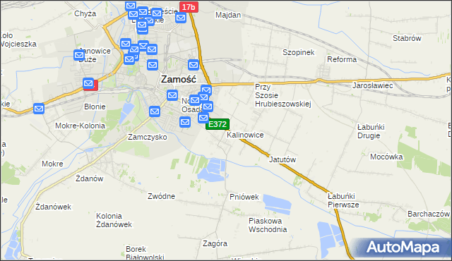 mapa Kalinowice gmina Zamość, Kalinowice gmina Zamość na mapie Targeo