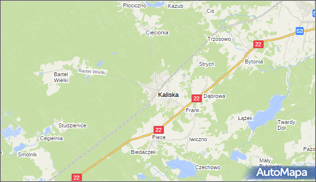 mapa Kaliska powiat starogardzki, Kaliska powiat starogardzki na mapie Targeo