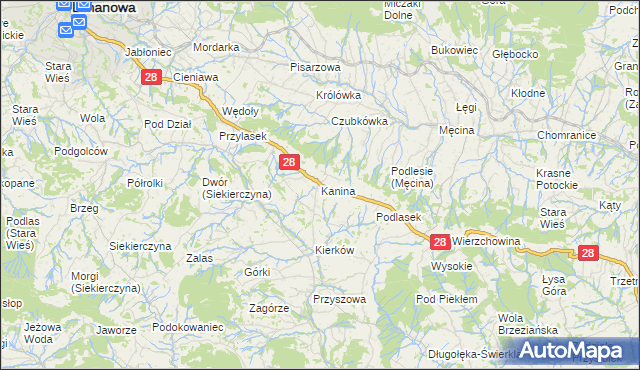 mapa Kanina, Kanina na mapie Targeo