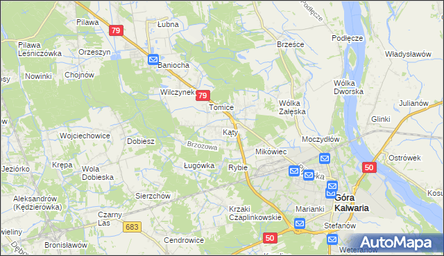 mapa Kąty gmina Góra Kalwaria, Kąty gmina Góra Kalwaria na mapie Targeo