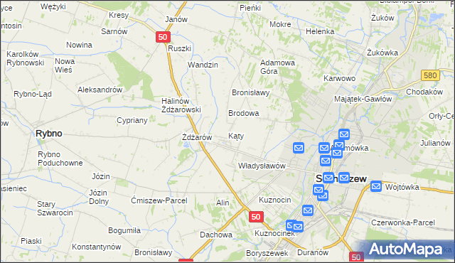 mapa Kąty gmina Sochaczew, Kąty gmina Sochaczew na mapie Targeo
