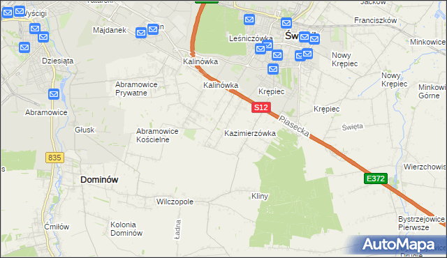 mapa Kazimierzówka gmina Głusk, Kazimierzówka gmina Głusk na mapie Targeo