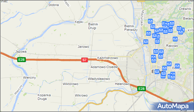 mapa Kazimierzowo gmina Elbląg, Kazimierzowo gmina Elbląg na mapie Targeo