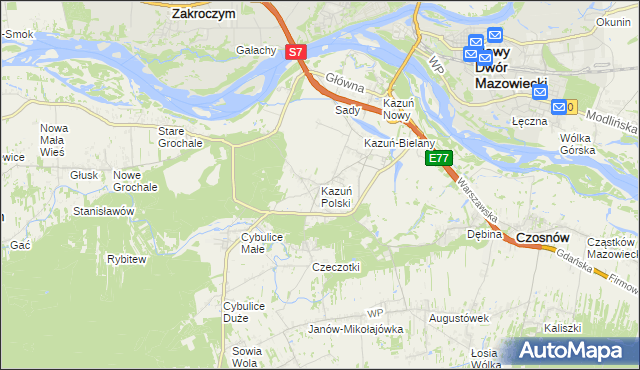 mapa Kazuń Polski, Kazuń Polski na mapie Targeo