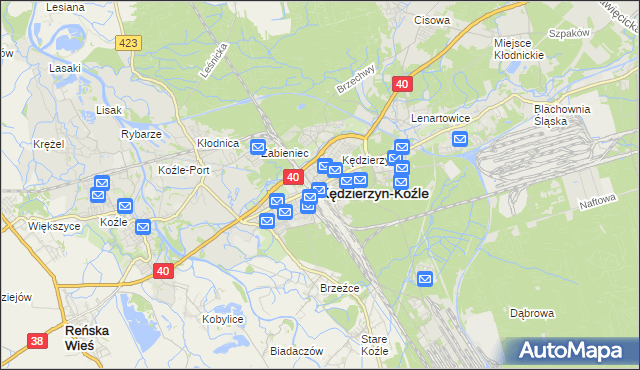 mapa Kędzierzyna-Koźle, Kędzierzyn-Koźle na mapie Targeo