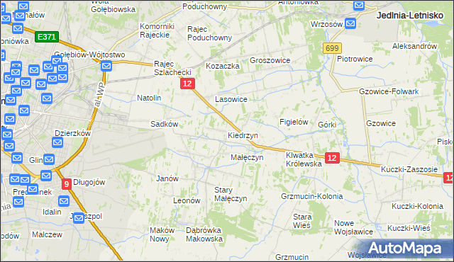 mapa Kiedrzyn gmina Gózd, Kiedrzyn gmina Gózd na mapie Targeo