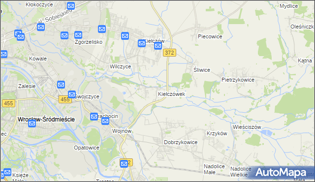 mapa Kiełczówek, Kiełczówek na mapie Targeo