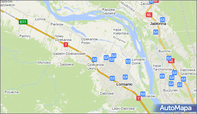 mapa Kiełpin gmina Łomianki, Kiełpin gmina Łomianki na mapie Targeo