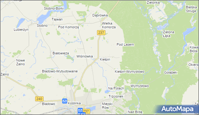 mapa Kiełpin gmina Tuchola, Kiełpin gmina Tuchola na mapie Targeo