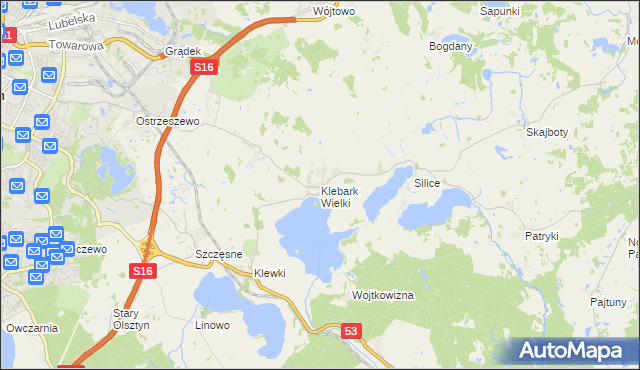 mapa Klebark Wielki, Klebark Wielki na mapie Targeo