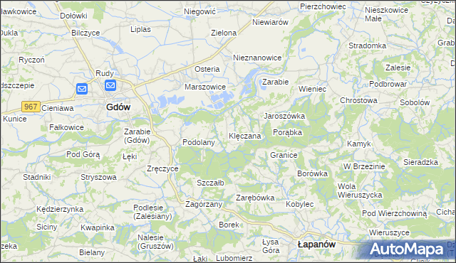 mapa Klęczana, Klęczana na mapie Targeo
