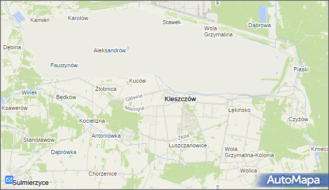 mapa Kleszczów powiat bełchatowski, Kleszczów powiat bełchatowski na mapie Targeo