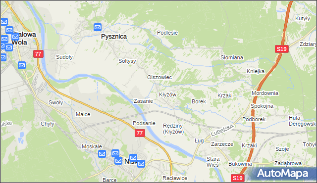 mapa Kłyżów, Kłyżów na mapie Targeo