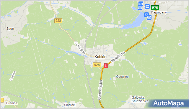 mapa Kobiór, Kobiór na mapie Targeo
