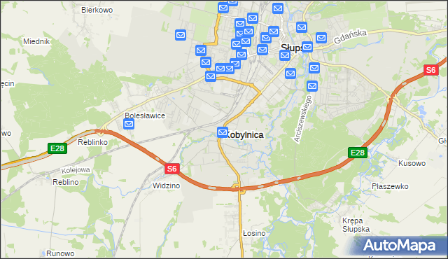 mapa Kobylnica powiat słupski, Kobylnica powiat słupski na mapie Targeo