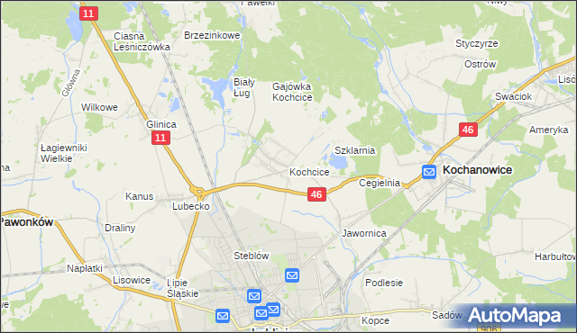 mapa Kochcice, Kochcice na mapie Targeo