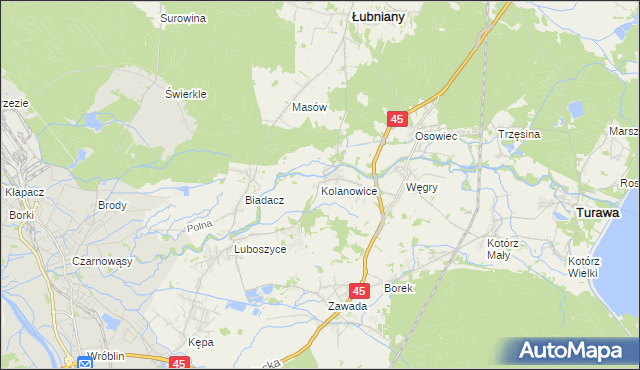 mapa Kolanowice, Kolanowice na mapie Targeo