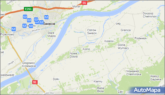 mapa Kolno gmina Chełmno, Kolno gmina Chełmno na mapie Targeo