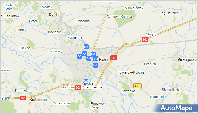 mapa Koło, Koło na mapie Targeo