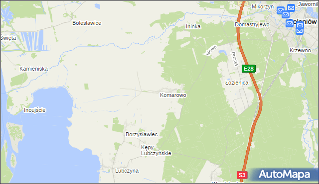mapa Komarowo, Komarowo na mapie Targeo