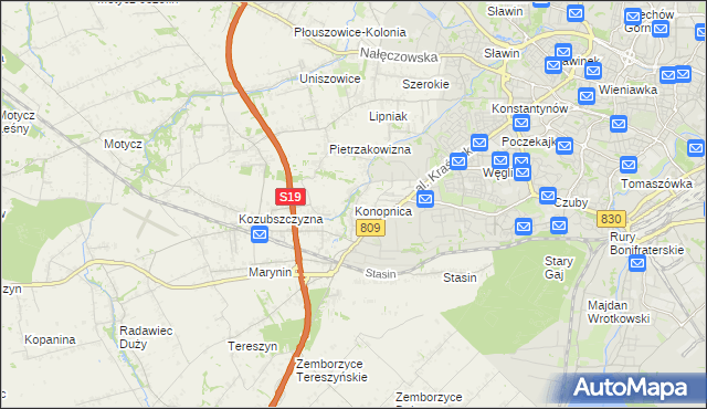 mapa Konopnica powiat lubelski, Konopnica powiat lubelski na mapie Targeo