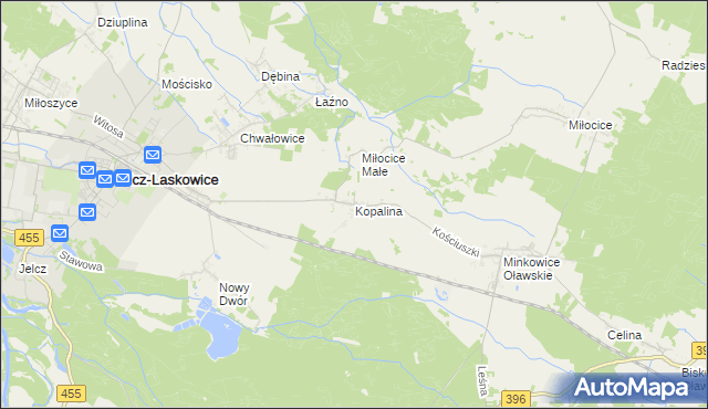 mapa Kopalina gmina Jelcz-Laskowice, Kopalina gmina Jelcz-Laskowice na mapie Targeo