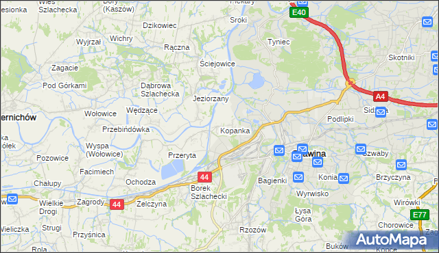 mapa Kopanka gmina Skawina, Kopanka gmina Skawina na mapie Targeo