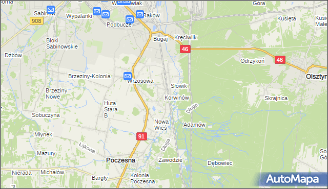 mapa Korwinów, Korwinów na mapie Targeo