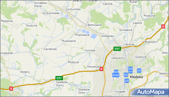 mapa Korytów gmina Kłodzko, Korytów gmina Kłodzko na mapie Targeo