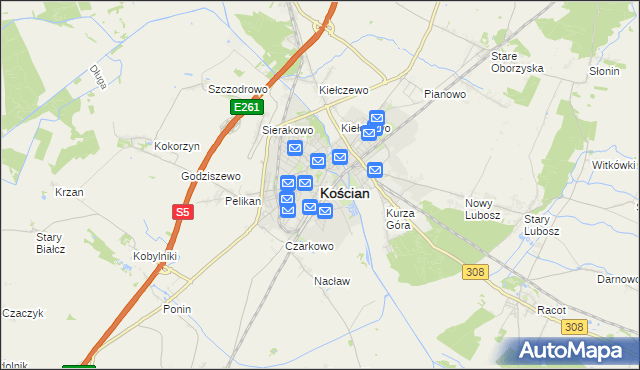 mapa Kościan, Kościan na mapie Targeo
