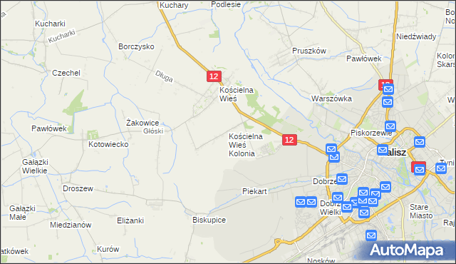 mapa Kościelna Wieś Kolonia, Kościelna Wieś Kolonia na mapie Targeo